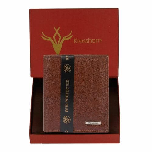Krosshorn Men Casual Brown Artificial Leather RFID Wallet