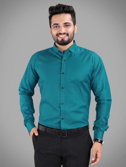 GETCHI Men's Plain Solid Full Sleeves Regular Fit Formal Shirt