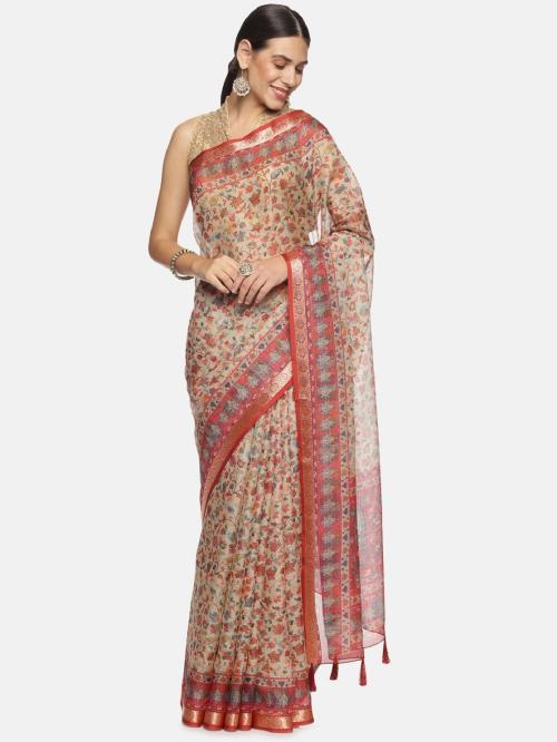 Kancheepuram Kalakshetra Printed Kota Blend Silk Saree (Multicolor)