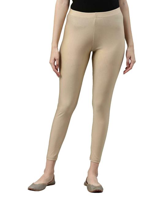 Go Colors Women Beige Solid Stretch Leggings