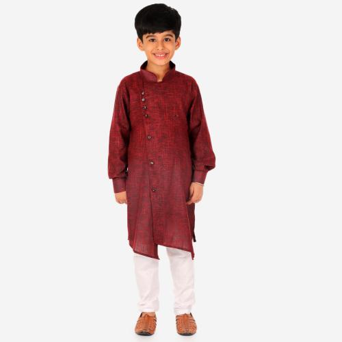 Pro-Ethic Style Developer Ethnic Wear Cotton Maroon Kurta Pajama Set for Kids and Boys