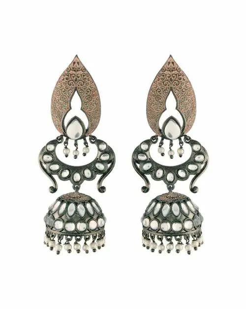 I Jewels Peach Jhumka Earrings For Women