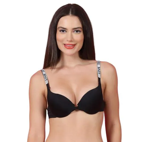 PrettyCat Women Black Lightly Padded Push-Up Bra