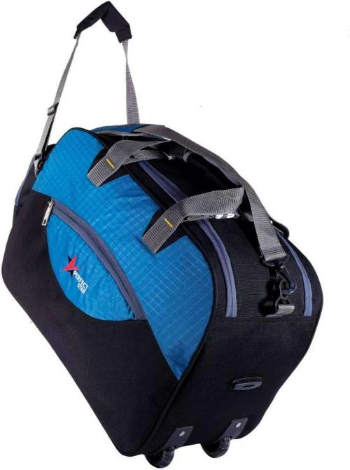 Perfect Star Unisex Black Polyester Strolley Duffel Bag 70 L
