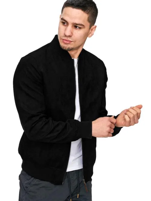 LEOTUDE Men's Regular Fit Bomber Jacket (Color: Black)