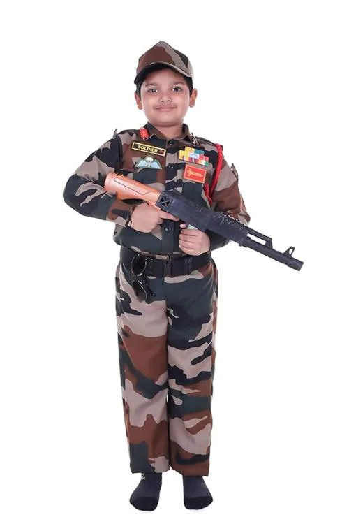 RAJ FANCY DRESSES Army Dress for Kids, Indian Military Soldier, New Army Full (12 - 14 Years)
