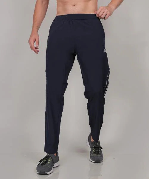 SELECT Men's Sports Regular Fit Lycra Track Pant with Two Side & One Back Zipper Pockets 42 Navy Blue