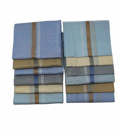 DIKHAWA 100% Cotton Premium Collection Handkerchiefs Hanky For Men - Pack of 12 - Multi Color