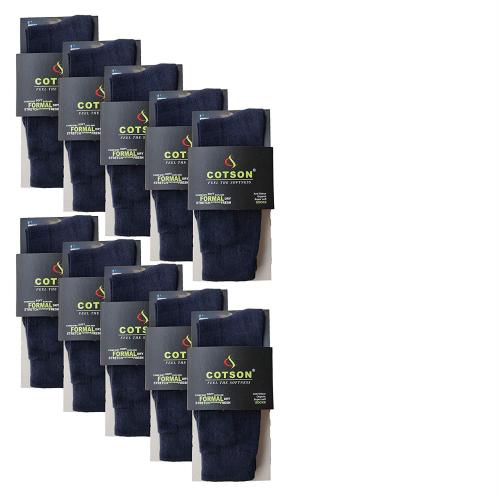 Cotson Men Organic Cotton And Bamboo Odour Control Formal Socks Pack of 10 (Navy, Free Size)