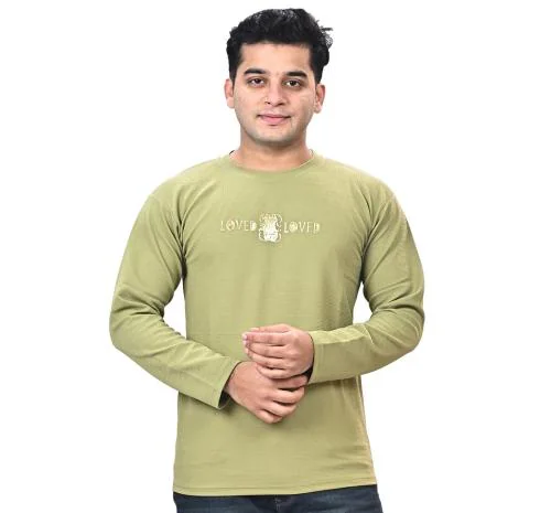 DEEPSUNG(D.S) Men's Solid Round Neck Pure Cotton full sleeves tshirts for men-B