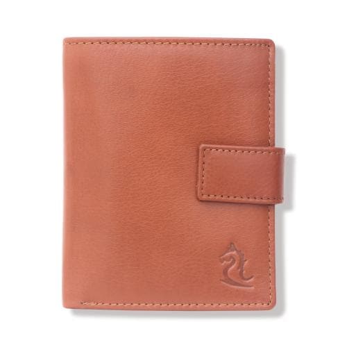 Kara Men's Button lock Leather Vertical Bifold Wallet with Multiple Cards Slots & Coin Pocket