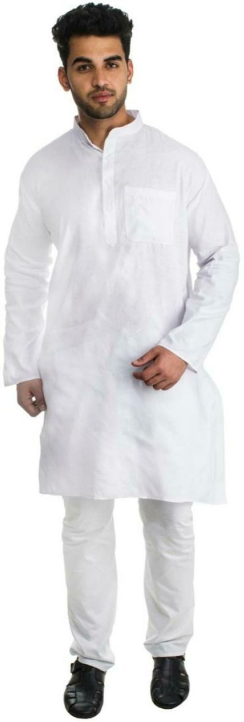 DESHBANDHU KHADI Men White Solid Khadi Cotton Kurta (XL)