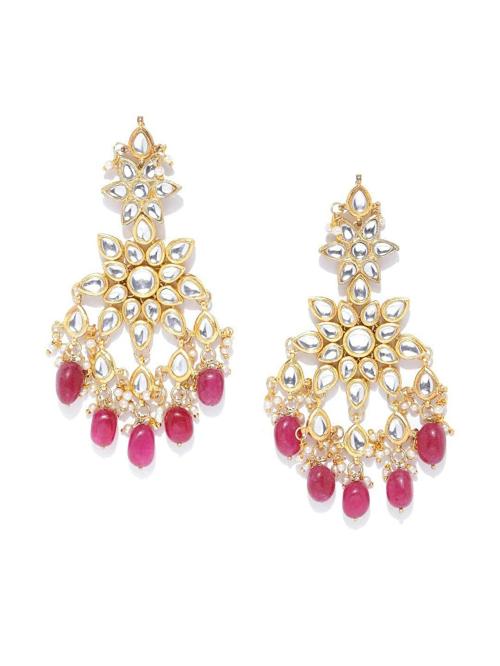 Buy karatcart Metal 22K GoldPlated Red Tumble Kundan Dangle Earrings