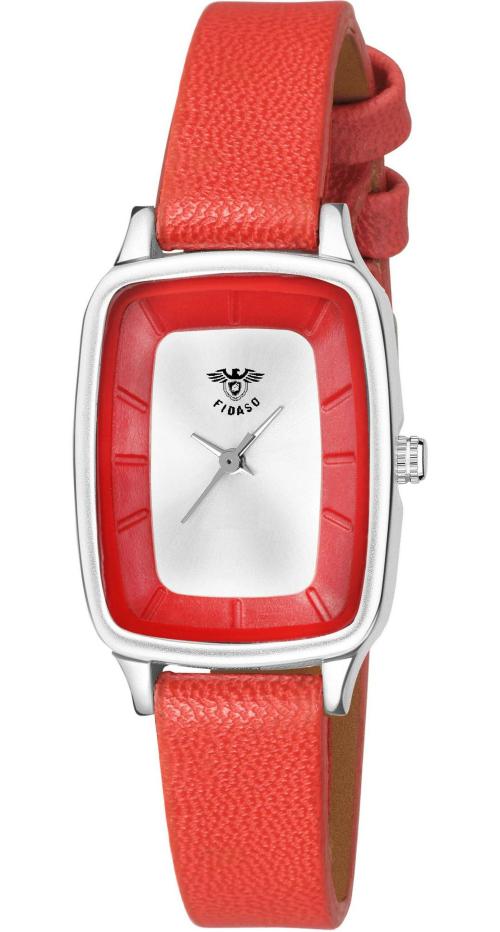 Fidaso Analog Silver Dial Red Strap Watch For Men