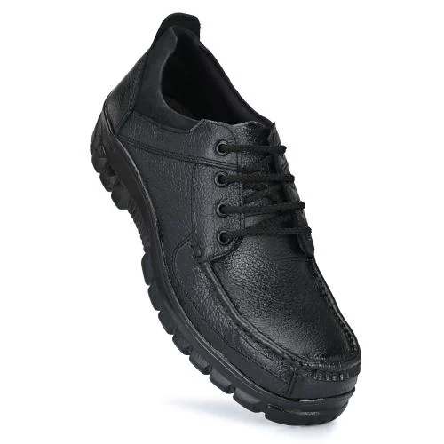 ALLSAFE Genuine Leather Steel Toe Safety Shoes For Men (Black)