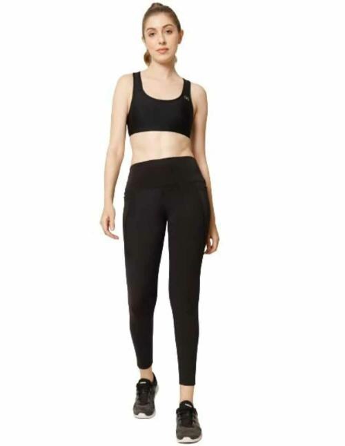 Emberge Women's Gym Wear Tights | Track & Yoga Pants for Women Workout & Exercise with Mesh Insert & Side Pockets