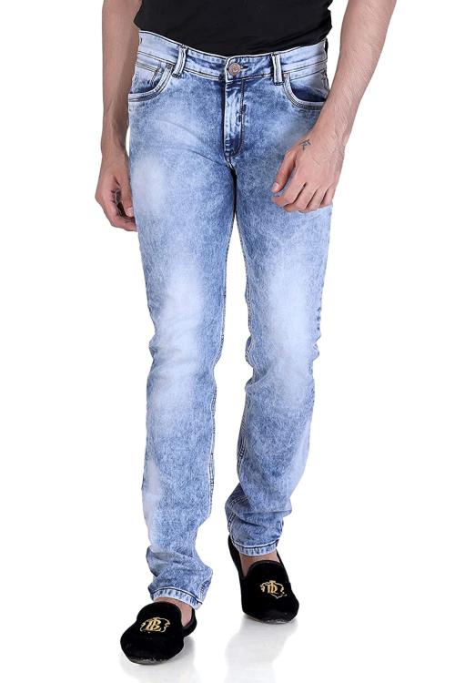 Buy FLAGS Mens Light Blue Faded Cotton Slim Fit Jeans Online at Best