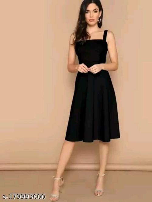 KESWI FAB women creap black color dress