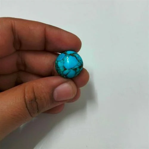 55Carat Natural Copper Turquoise at Wholesale Rate 11.25 Ratti 10.12 Carat Round Shape Firoza Loose Gemstone Astrological 1 Pc