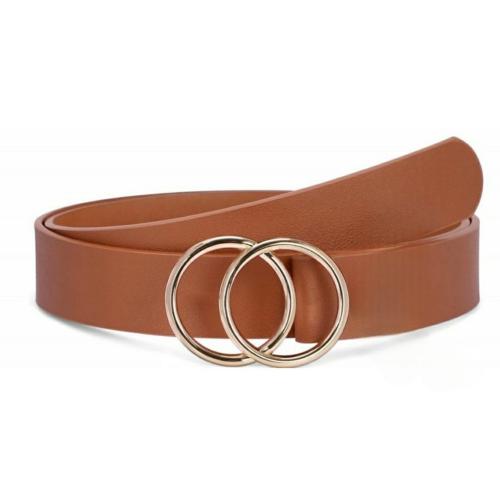 Satyam Trendz Belts Tan Double Ring Faux Leather Belt For Women's & Girls | Formal & Casual Belt For Ladies | Double Ring Belt For Ladies
