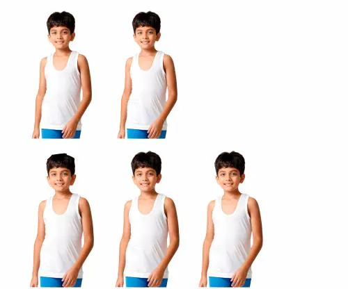 DRAKO - KIDS WHTE BANIAN/VEST - 100% COTTON - 5 PCS PACK - 4-5y