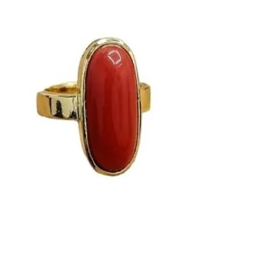 Red Coral Moonga Panchdhatu ring for men and women Brass Coral Rhodium Plated Ring