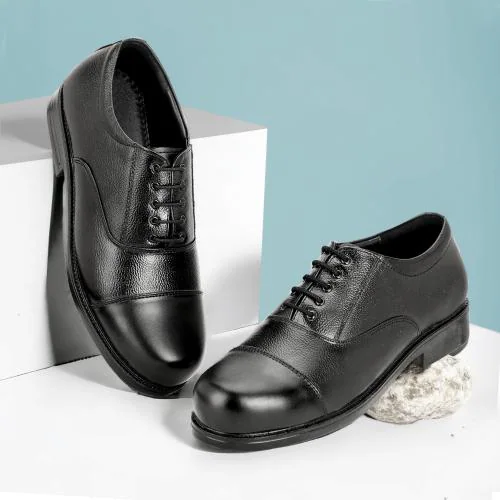 SVpanther Men's Black Leather Stylish/Comfortable Lace-Ups Oxford police shoes