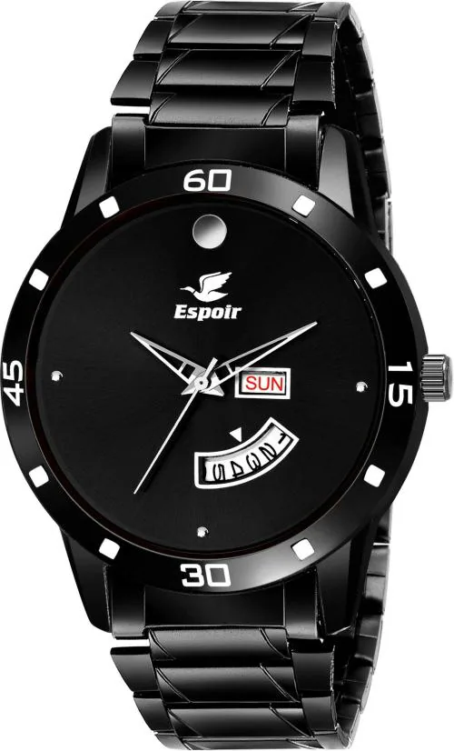 Espoir Men Black Dial Black Strap Analog Watch