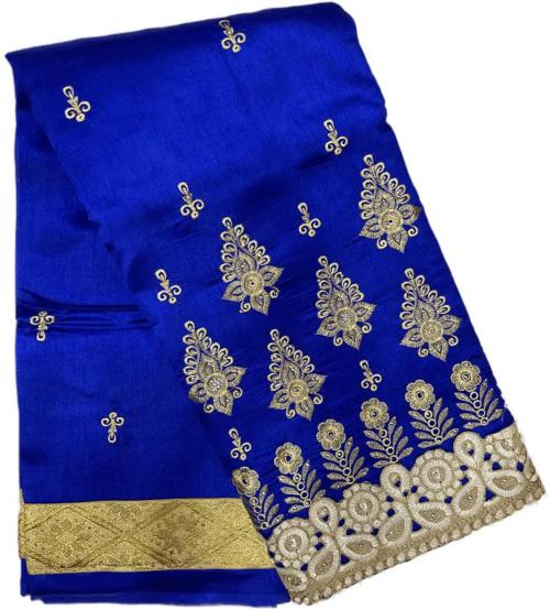 Buy Ethnic Odisha Handloom Women Blue Embroidered Art Silk Kanjivaram Saree Online at Best