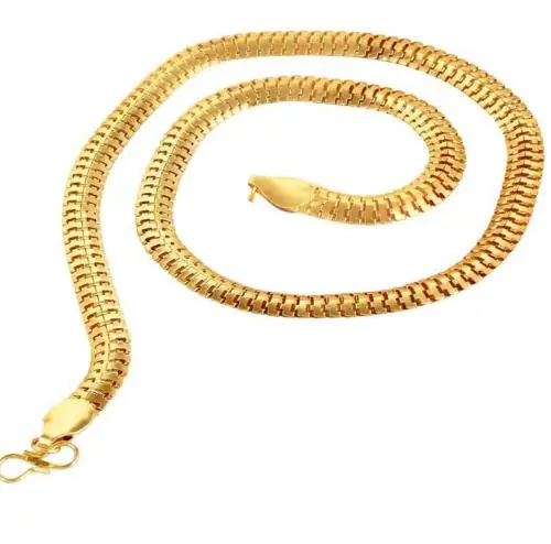 Gold Plated Light Weight Heavy Look 22 Inches Flat Men Chain Gift For Boys