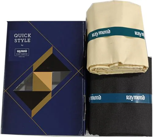 Raymond Men Yellow, Black Solid Polycotton Shirt And Trouser Fabric