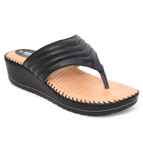 Racecourse Women's Flat HSC Sole Doctor Pad with Hide & Seek Spunch Barmish With the Heel Height of 1 inch 505 Black