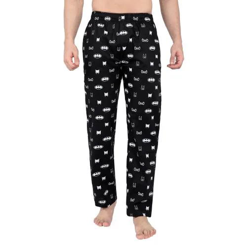 The Cotton Company Men's Black Bat Print 100% Cotton Pajama Lounge Pants (X-Large)