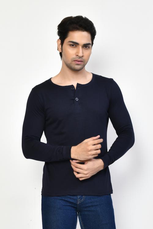 Buy Roy S Casual Regular Fit Full Sleeves Cotton T Shirt With Henly