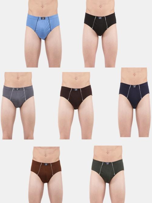 DOLLAR Lehar Men's Assorted Solid 100% Cotton Pack of 7 Briefs