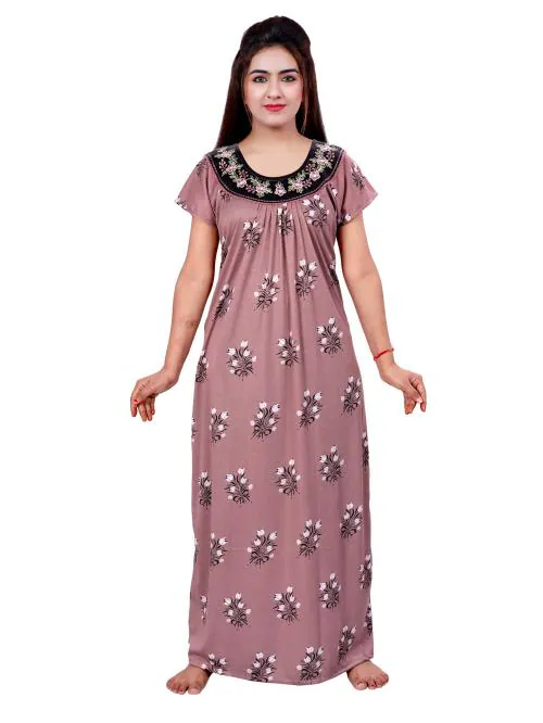 NACNO Women's Hosiery Cotton Nighty/Maxi/Nightgown cotton Night Gown nightwear nighty Purple