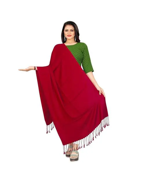 EBADAT Women's Casual Solid Viscose Fancy Soft & Skin-Friendly Scarf/stole with Tasal Work Suitable for Every Season - Maroon