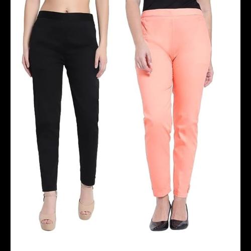 BLUE STAR SHARK (Combo Ravishing Glamarours Cotton Stretchable Casual Cigarette Lycra Pants for Girls/Ladies/Women