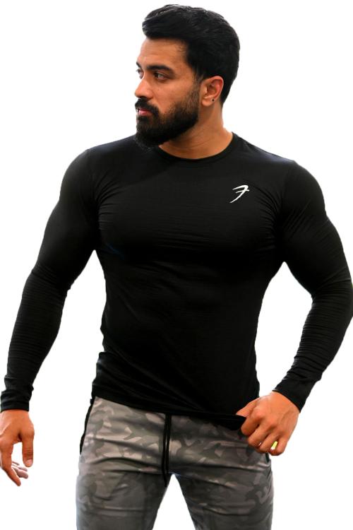 Fuaark Revival Sports and Gym Full sleeve Men's Polyester T-shirts BLACK