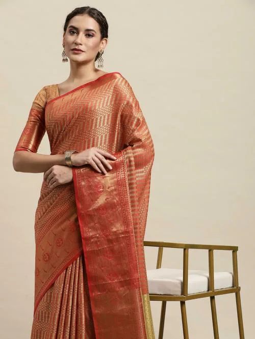 Awesome Woven Mysore Cotton Silk Saree (Red)