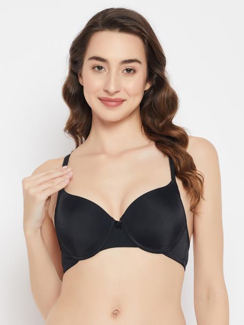 Clovia Black Solid Polyamide Push-up Bra