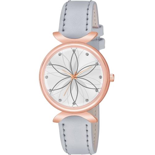 KIROH Analog New Attractive Flower Star Designer Dial Stylish premium Leather Strap Watch For Girls and Women(Grey)