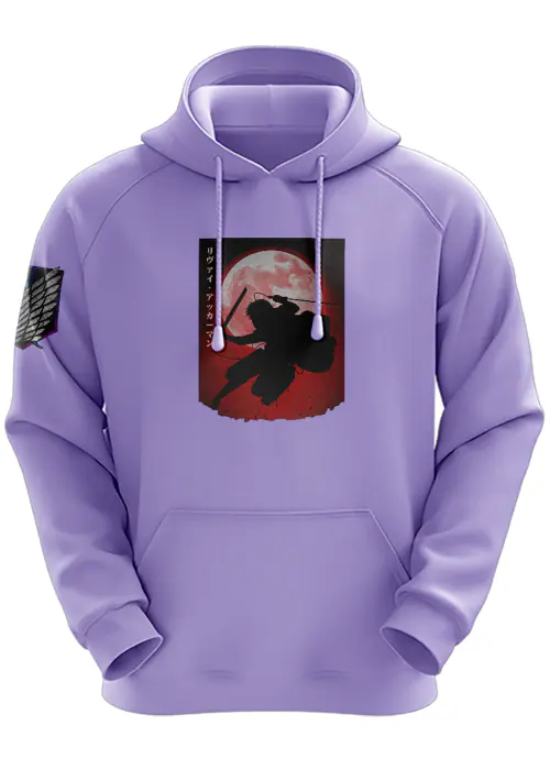 XL - Unisex Lilac Lavender Red Moon Levi Attack On Titan AOT Anime Hoodie TeesTheDay