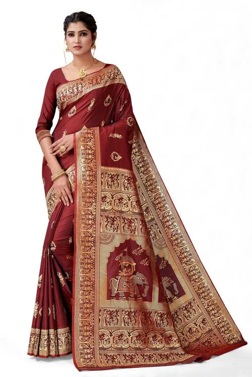 RATNAVALI Woven Baluchari Pure Silk, Art Silk Saree MX30-01