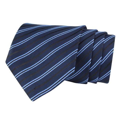 Kavove The Striped Treat Blue Necktie For Men