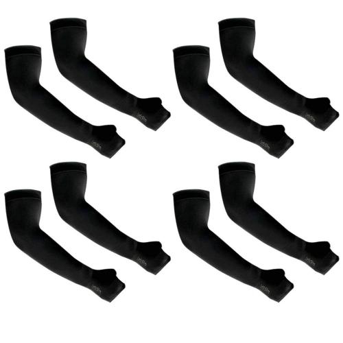 TENDSY Unisex Compression Arm Sleeves for Sports, Cycling, Basketball & More - UPF 50+ Sun Protection for Men and Women (Pack of 4 Pairs, Black)