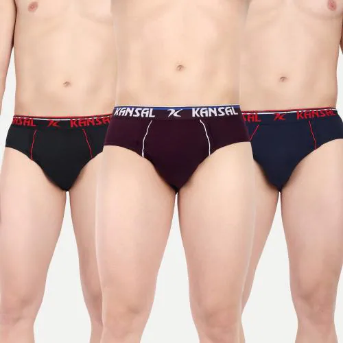 KANSAL Men's Pure Cotton Briefs - 100cm, Pack of 3