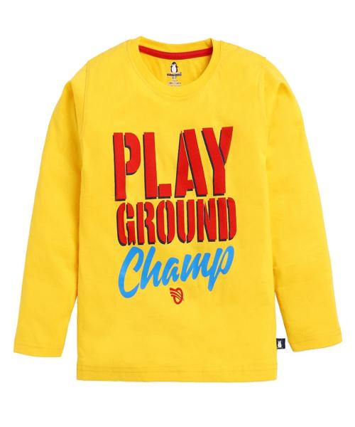 CRAZYPENGUIN ELITE T shirt for Boys Kids Full Sleeves T shirt Top for Baby Boy Single Jersey T shirt Winter Wear Clothing Set|Yellow (2-3 Years)