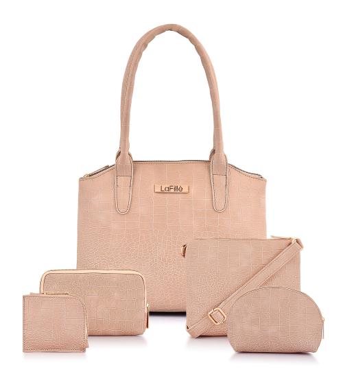 Buy LaFille Women's Handbag Ladies Purse Combo Set of 5 Pcs DGN271CB5Beige Online at Best