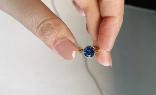 Chopra Gems & Jewellery Gold Plated Brass Sapphire Neelam Gemstone Panchdhatu Ring (Men and Women) - Free size